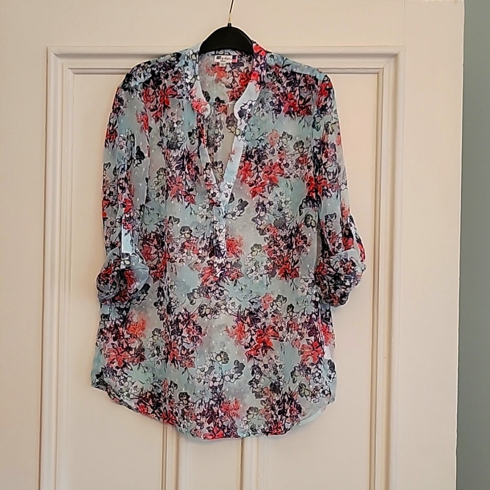 KUT, Size Medium, Aqua Sheer Blouse
